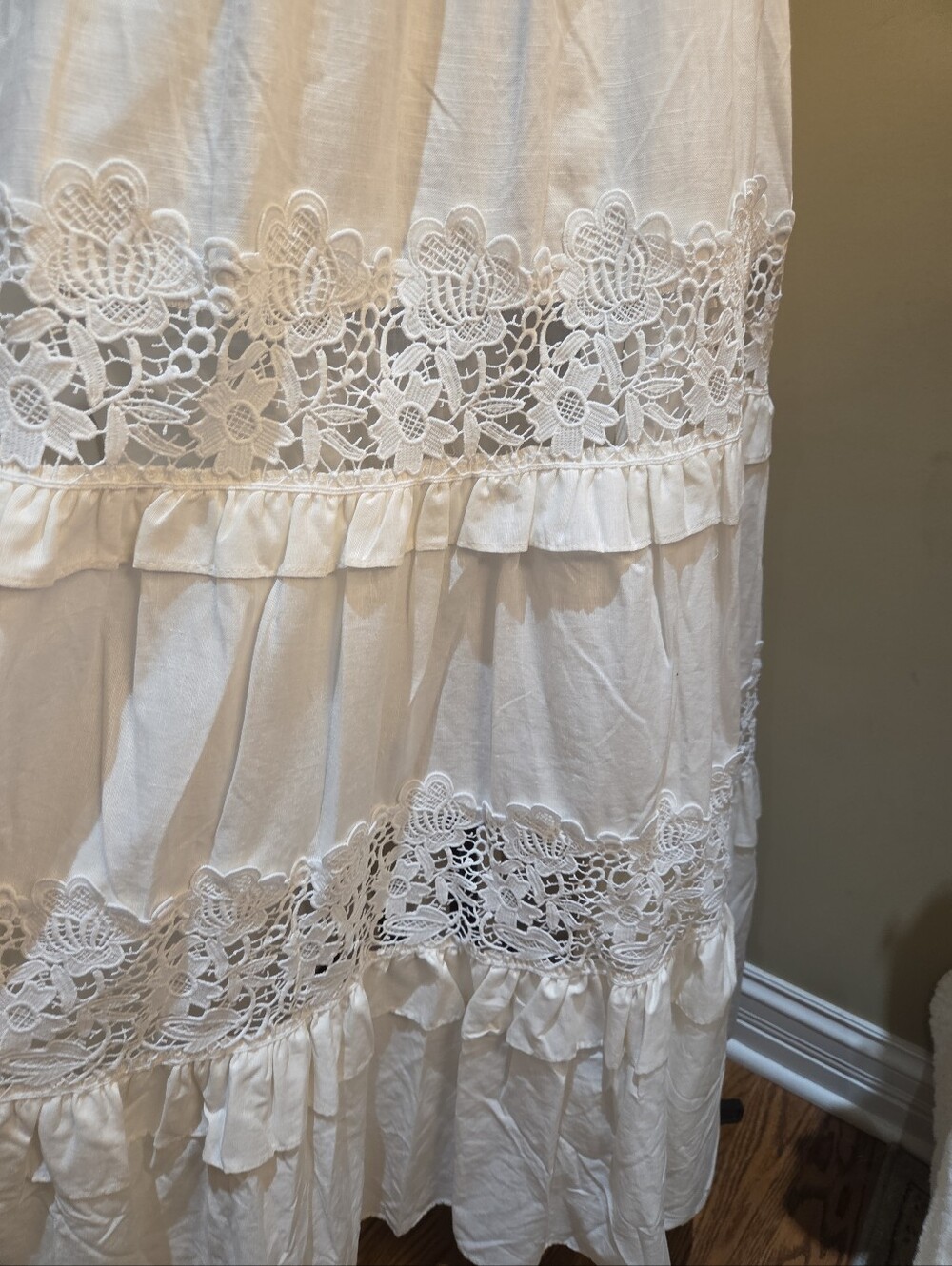 Nwt Medium Endelss Sumer Sleeveless White Lace-Trim V-Neck Maxi Dress $230 - Picture 12 of 16
